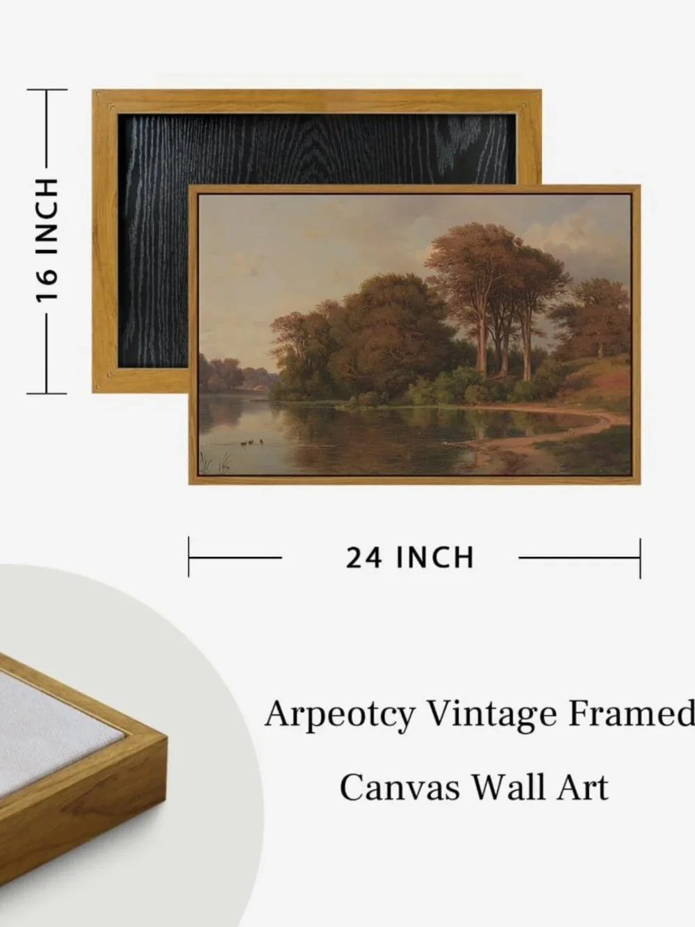 Vintage Framed Canvas Wall Art - Autumn Scenery Decor for Living Room & Kitchen